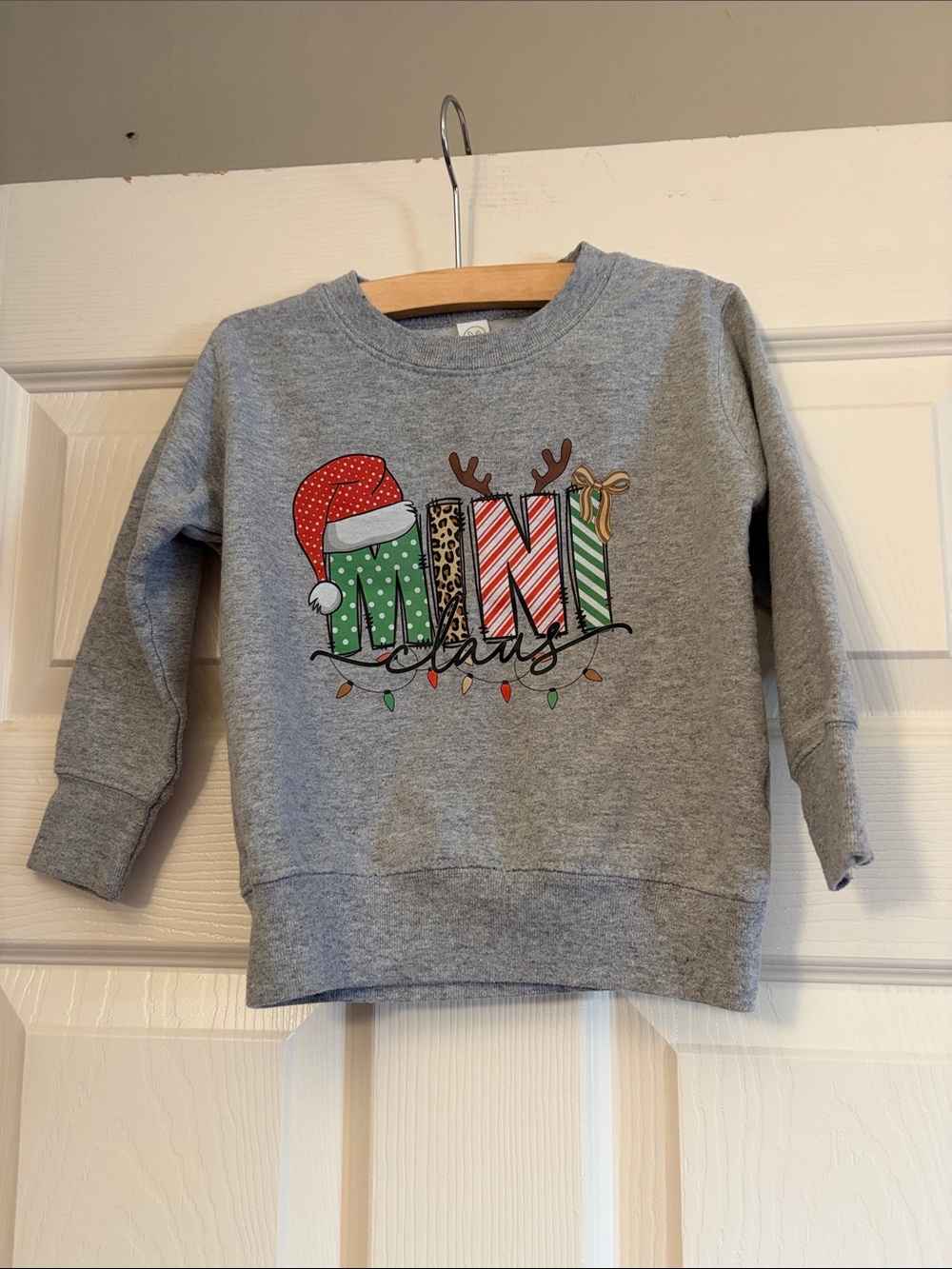 Rabbit Skins Gray Kids Holiday Sweatshirt with Colorful 'MOM' Graphic